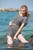 wet girl get wet wet hair swim fully clothed dress stockings shoes sea