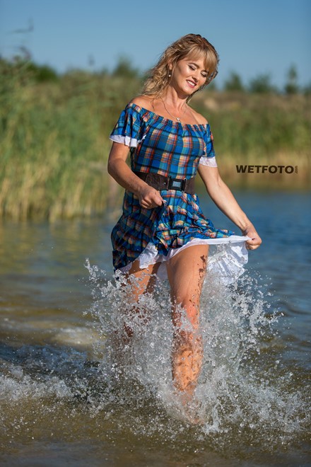 Girl in wet dress