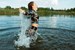 wetfoto wetlook flexible girl wet tight gym suit swim lake