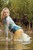 wetfoto girl makes her jeans clothes pantyhose soaking wet