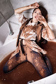 #512 - Fully Clothed Wet Girl Have Fun and Gets Dirty in Chocolate Cocoa Hot Tub