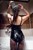 wetlook girl black nylons bodysuit takes shower